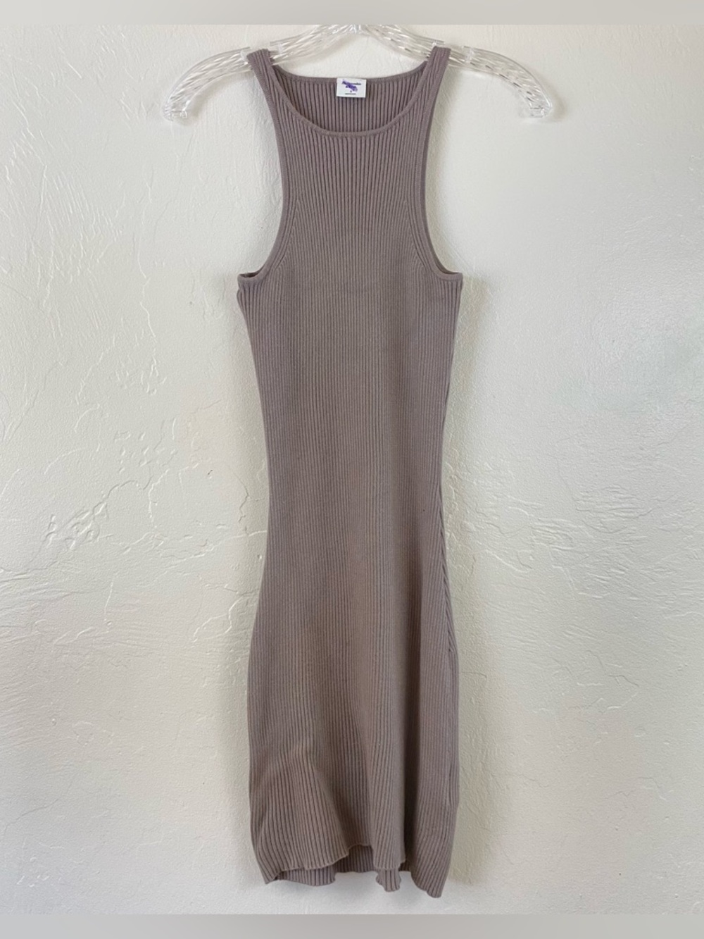 Abercrombie & Fitch Size Small Tan Ribbed Knot Sleeveless Tank Style Midi Dress